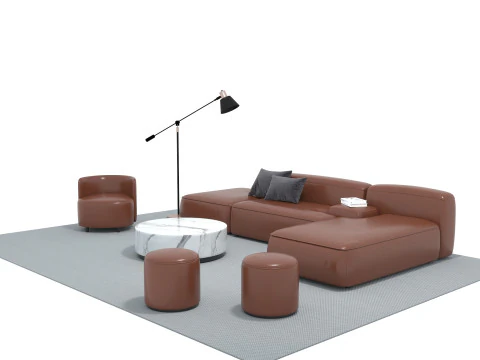Leather sofa set 11 3D Model