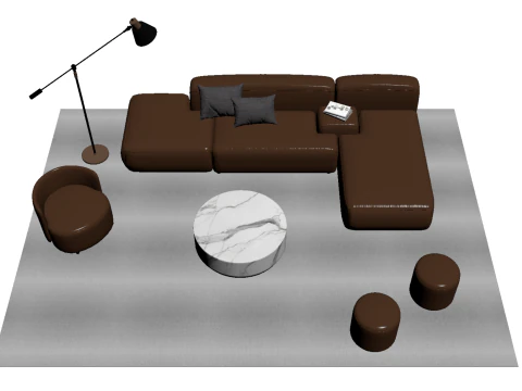 Leather sofa set 11 3D Model