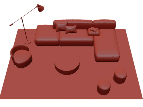 Leather sofa set 11 3D Model