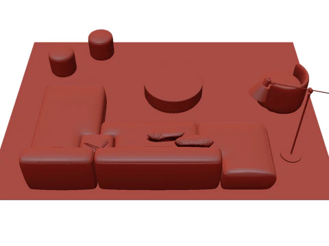 Leather sofa set 11 3D Model