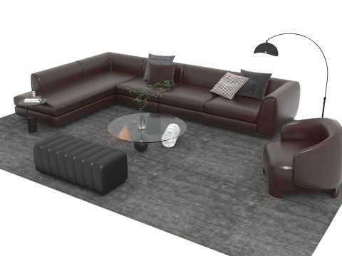 Conjunto de sofás em pele12 Modelo 3D