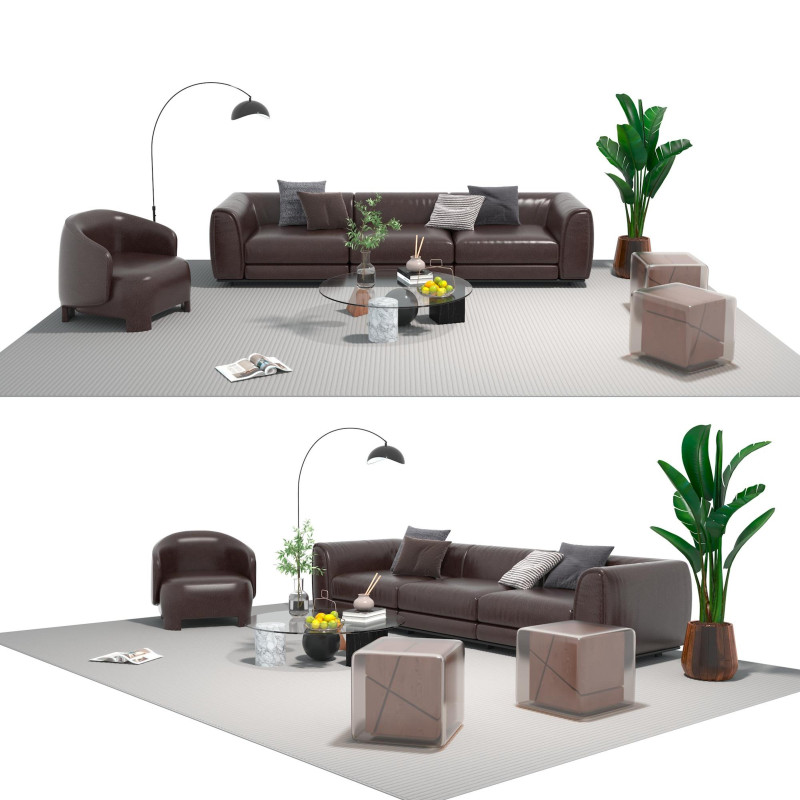 चमड़े का सोफा सेट 12 3D मॉडल .c4d .max .obj .3ds .fbx .stl .blend 