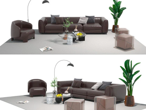 Leather sofa set 12 3D Model