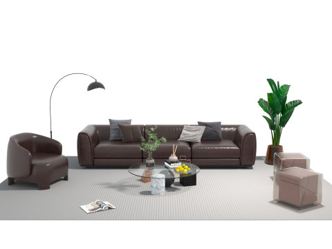 चमड़े का सोफा सेट 12 3D मॉडल