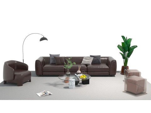 Leather sofa set 12 3D Model