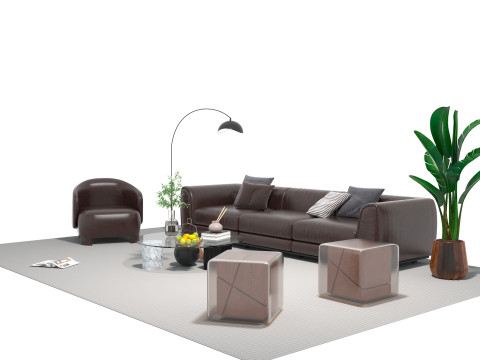 चमड़े का सोफा सेट 12 3D मॉडल
