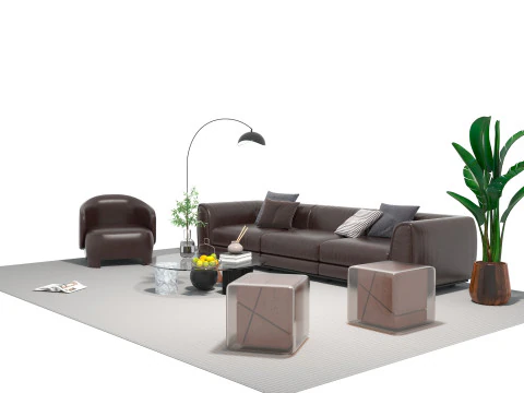 Leather sofa set 12 3D Model
