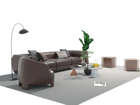 Leather sofa set 12 3D Model