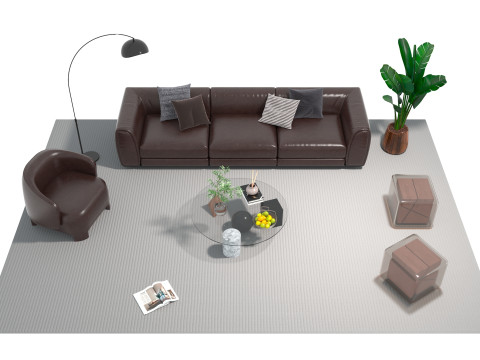 चमड़े का सोफा सेट 12 3D मॉडल