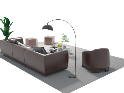 चमड़े का सोफा सेट 12 3D मॉडल