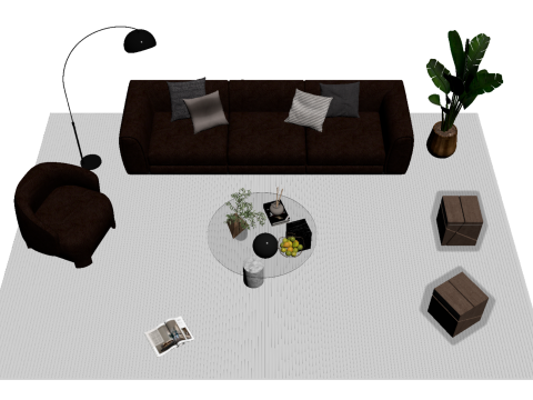 चमड़े का सोफा सेट 12 3D मॉडल