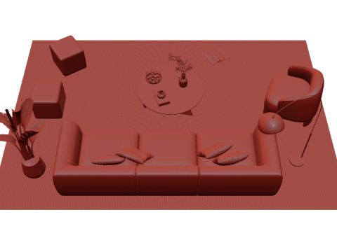 चमड़े का सोफा सेट 12 3D मॉडल