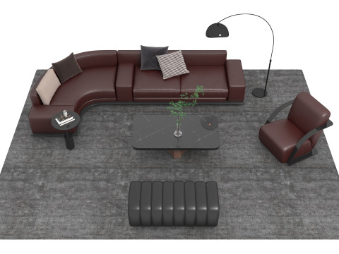 Set divani in pelle13 Modello 3D