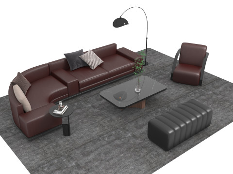 Set divani in pelle13 Modello 3D