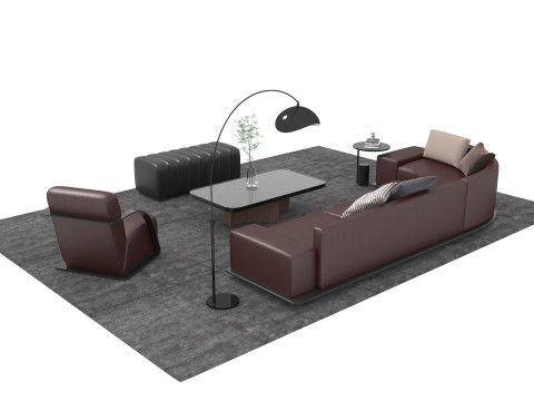 Set divani in pelle13 Modello 3D