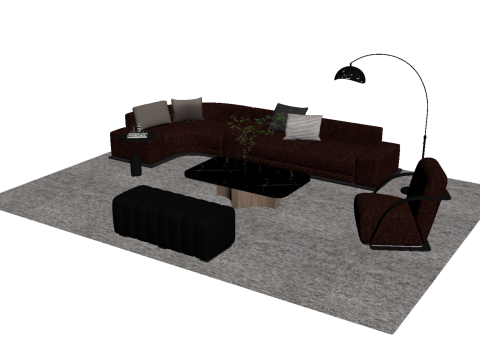 Set divani in pelle13 Modello 3D