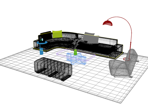 Set divani in pelle13 Modello 3D