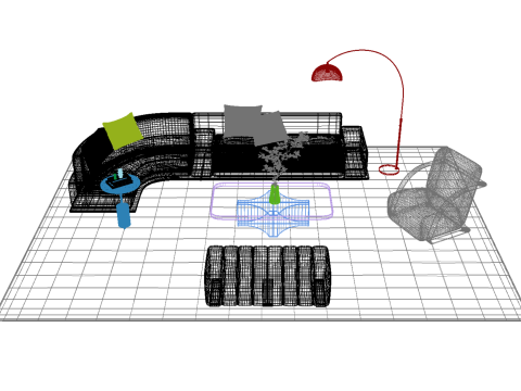 Set divani in pelle13 Modello 3D