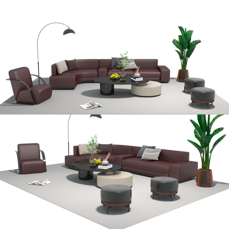 Set sofa kulit 13 Model 3D .c4d .max .obj .3ds .fbx .stl .blend 