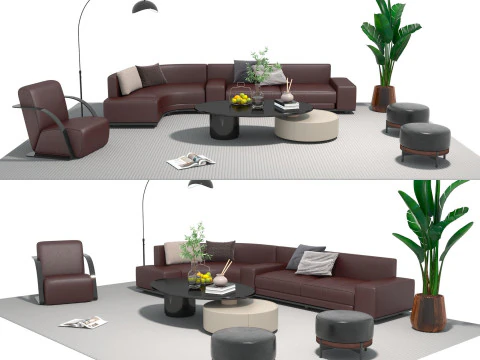 Leather sofa set 13 3D Model