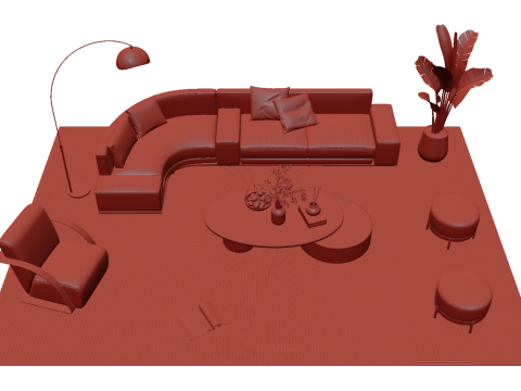 Set sofa kulit 13 Model 3D