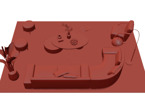 Set sofa kulit 13 Model 3D