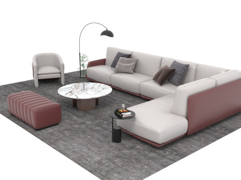 Set divani in pelle14 Modello 3D