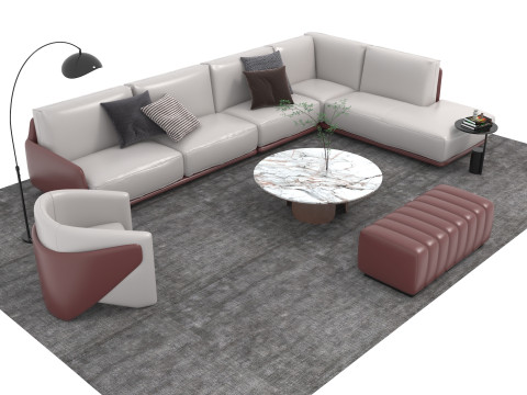 Set divani in pelle14 Modello 3D