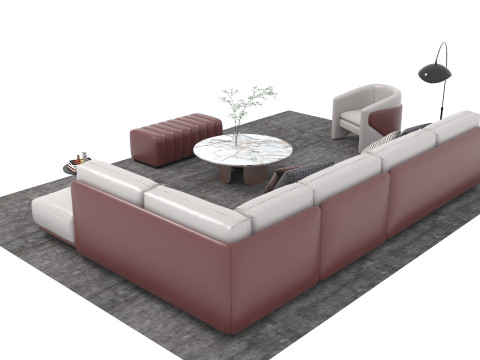 Set divani in pelle14 Modello 3D