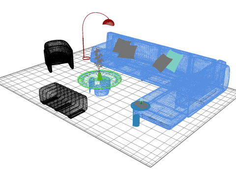 Set divani in pelle14 Modello 3D