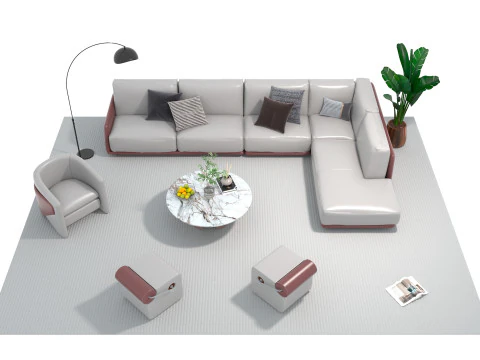 Leather sofa set 14 3D Model