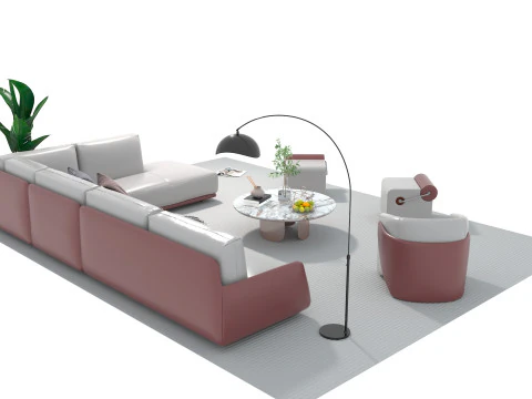 Leather sofa set 14 3D Model