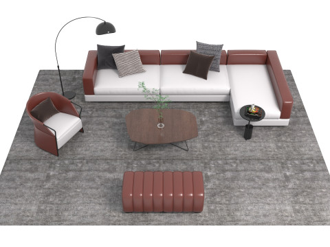 Set divani in pelle15 Modello 3D