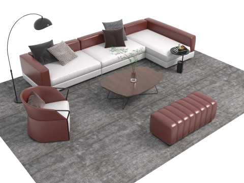 Set divani in pelle15 Modello 3D