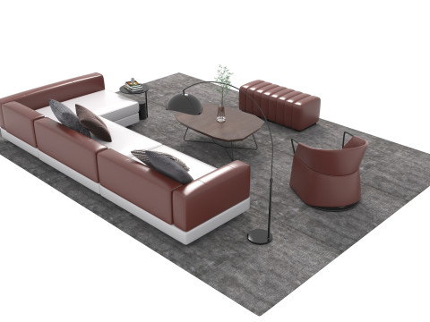 Set divani in pelle15 Modello 3D