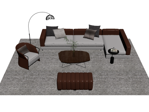 Set divani in pelle15 Modello 3D