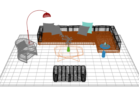 Set divani in pelle15 Modello 3D