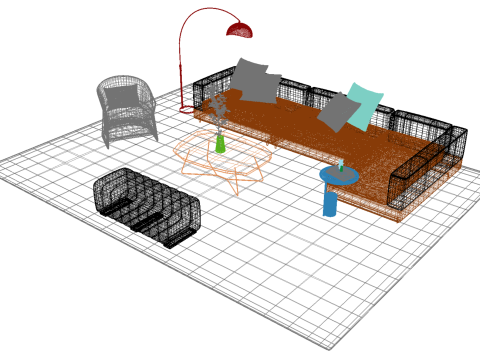 Set divani in pelle15 Modello 3D