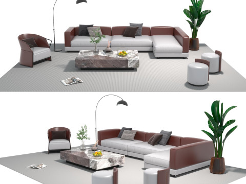 Ensemble canapé en cuir 15 Modèle 3D