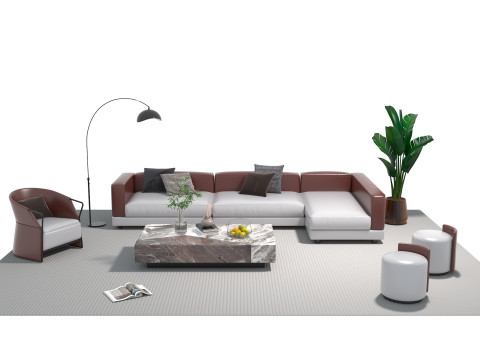 Ensemble canapé en cuir 15 Modèle 3D