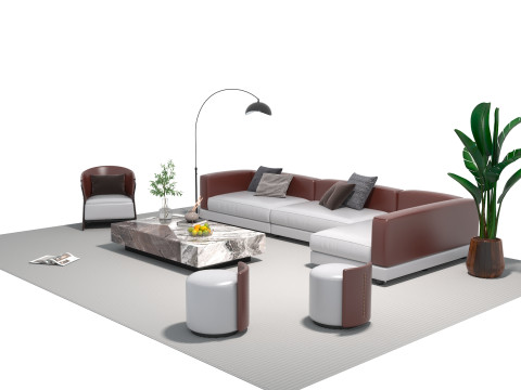 Ensemble canapé en cuir 15 Modèle 3D