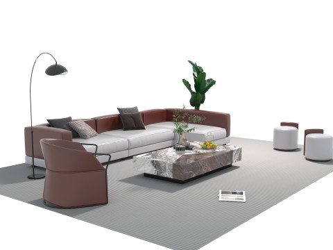 Ensemble canapé en cuir 15 Modèle 3D