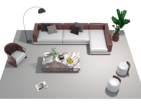 Ensemble canapé en cuir 15 Modèle 3D