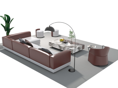 Ensemble canapé en cuir 15 Modèle 3D
