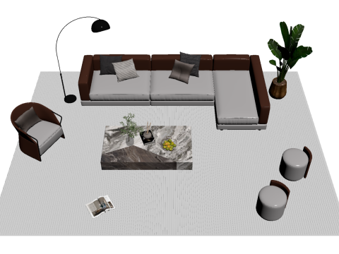 Ensemble canapé en cuir 15 Modèle 3D