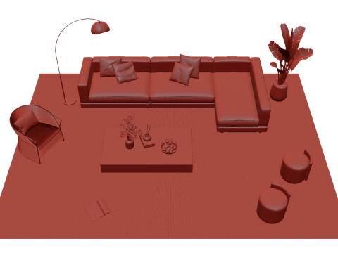 Ensemble canapé en cuir 15 Modèle 3D