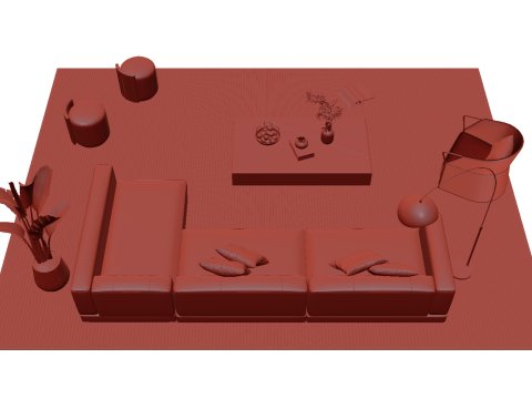 Ensemble canapé en cuir 15 Modèle 3D