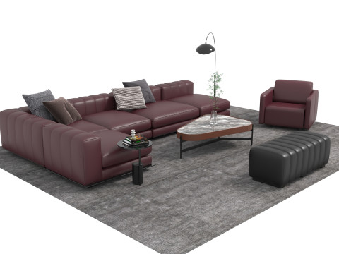 Set divani in pelle16 Modello 3D