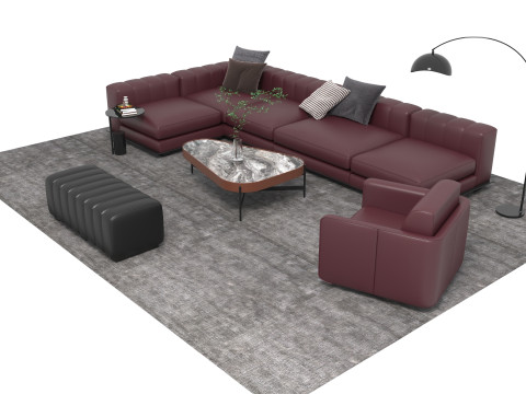 Set divani in pelle16 Modello 3D