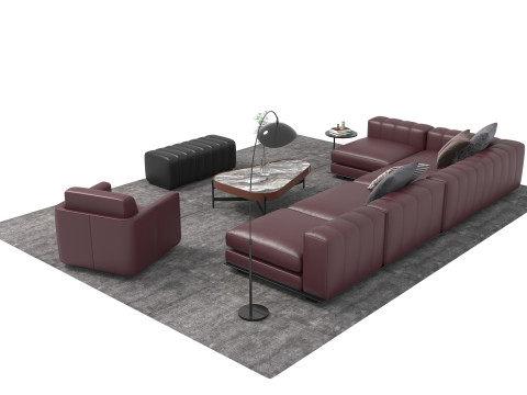 Set divani in pelle16 Modello 3D